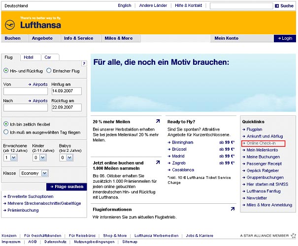 Lufthansa Online Check-in